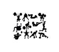 Fitness and Gym Activity Silhouettes Royalty Free Stock Photo