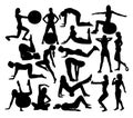 Fitness and Gym Activity Sport Silhouettes