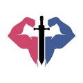 fitness gym body forming like gladiator logo and icon