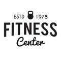 Fitness and Gym center typographic hipster Themed Badge