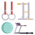 Fitness gym club vector icons athlet and sport activity body tools wellness dumbbell equipment Royalty Free Stock Photo