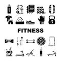 fitness gym exercise icons set vector Royalty Free Stock Photo