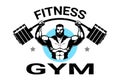 Fitness Gym Logo With Athletic Man Training Black On White Background