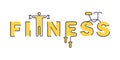 Fitness Gym logo template. Lettering and sports symbols sign