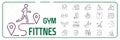 Fitness, gym and sport line icons set. Healthy lifestyle symbols. Vector line style Royalty Free Stock Photo