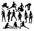 Fitness and Gym Woman Sport Silhouettes Royalty Free Stock Photo