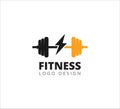 fitness and gymnastic barbell weightlifting sport vector icon logo design