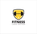 fitness and gymnastic barbell weightlifting sport vector icon logo design