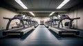 Fitness hall with the sport bikes and treadmill in it health concept