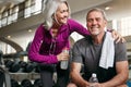 Fitness has profound effects on our health and happiness. a mature couple working out together at the gym. Royalty Free Stock Photo