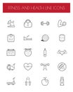 Fitness and Health line icon set.