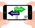 Fitness Health Signpost Displays Healthy Lifestyle Royalty Free Stock Photo