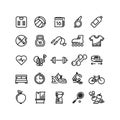 Fitness health sport vector outline icons