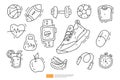 Fitness and healthy life doodle icon illustration