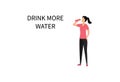 Fitness and healthy woman drinks from a sports bottle after a workout. Drink more water. World Water Day. Web banner.