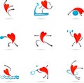 Fitness heart silhouettes Royalty Free Stock Photo
