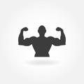 Fitness icon. Bodybuilding icon. Muscle man icon. Fitness icon vector.