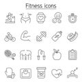 Fitness icon set in thin line style Royalty Free Stock Photo