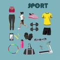 Fitness icons set. Sport equipment and Royalty Free Stock Photo