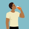 Fitness Illustration of a Muscular Man drinking fresh juice Royalty Free Stock Photo