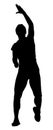 Fitness instructor lady silhouette illustration. Personal trainer present worming up skills. Stretching and weight lifting. Royalty Free Stock Photo