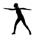 Fitness instructor training  silhouette isolated on white background. Sport woman active in gym. Athlete lady doing exercise Royalty Free Stock Photo