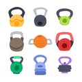 fitness kettlebell set cartoon vector illustration