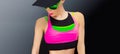 Fitness lady in bright trendy sportswear