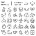 Fitness line icon set. Health care and sport signs collection, sketches, logo illustrations, web symbols, outline style Royalty Free Stock Photo