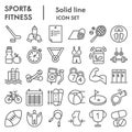 Fitness line icon set. Sport signs collection or sketches, logo illustrations, web symbols, outline style pictograms