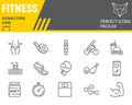 Fitness line icon set, sport symbols collection, vector sketches, logo illustrations, gym icons, fitness signs linear Royalty Free Stock Photo