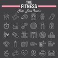 Fitness line icon set, sport symbols collection Royalty Free Stock Photo