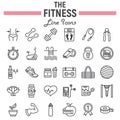 Fitness line icon set, sport symbols collection Royalty Free Stock Photo