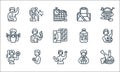 fitness line icons. linear set. quality vector line set such as healthy food, six pack, sportswoman, sportswear, muscles, exercise