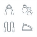 Fitness line icons. linear set. quality vector line set such as sit up, jumping rope, boxing gloves