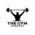 Fitness logo badge with muscle man, Gymnastic logo template vector, Body Build logo badge