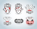 Fitness logo templates set. Gym club logotypes. Sport Fitness club creative concepts. Gym club logotypes.