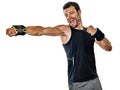 Fitness man cardio boxing exercises isolated Royalty Free Stock Photo