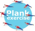 Fitness man doing planking exercise banner