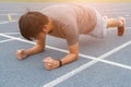 Fitness man doing planking exercise - workout concept Royalty Free Stock Photo