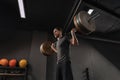 Athletic man having workout with heavy barbell at gym Royalty Free Stock Photo