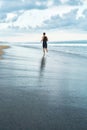 Fitness Man Running On Beach. Runner Jogging During Outdoor Workout Royalty Free Stock Photo