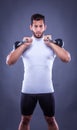 Fitness man with sports dumbbells Royalty Free Stock Photo