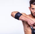 Fitness man with sports dumbbells Royalty Free Stock Photo