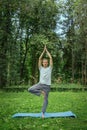 Fitness, man training yoga in tree pose in park Royalty Free Stock Photo