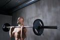 Fitness, man and weightlifting with barbell for exercise, bodybuilding or arm workout at the gym. Fit, active or strong Royalty Free Stock Photo