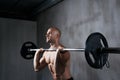Fitness, man and weightlifting with barbell for training, arm exercise or workout at a gym. Fit, active and strong Royalty Free Stock Photo