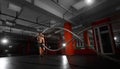 Fitness man working out with battle ropes at a gym Royalty Free Stock Photo