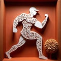 Fitness muscular athlete, design made of paper, traditional papercut paper crafted handmade decoration children illustration