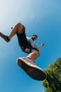Fitness parkour man training jumping in skatepark Royalty Free Stock Photo